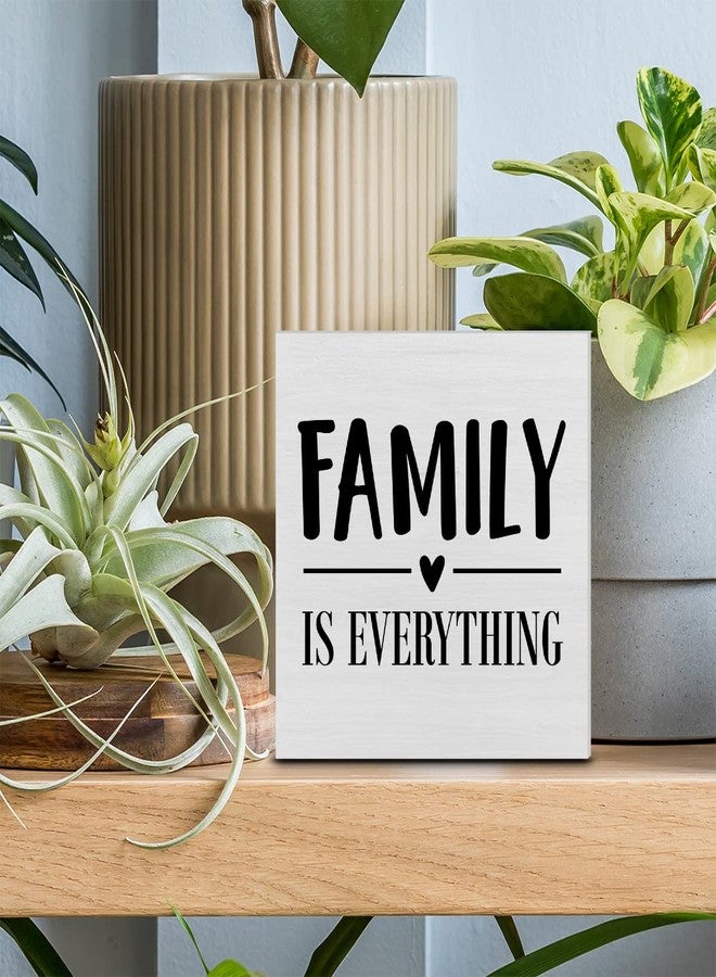 PIXCEOS Family is Everything Decorative Wooden Box Sign Family Home Wood Block Plaque Decor Rustic Shelf or Wall Display for Living Room Bedroom - Image 3